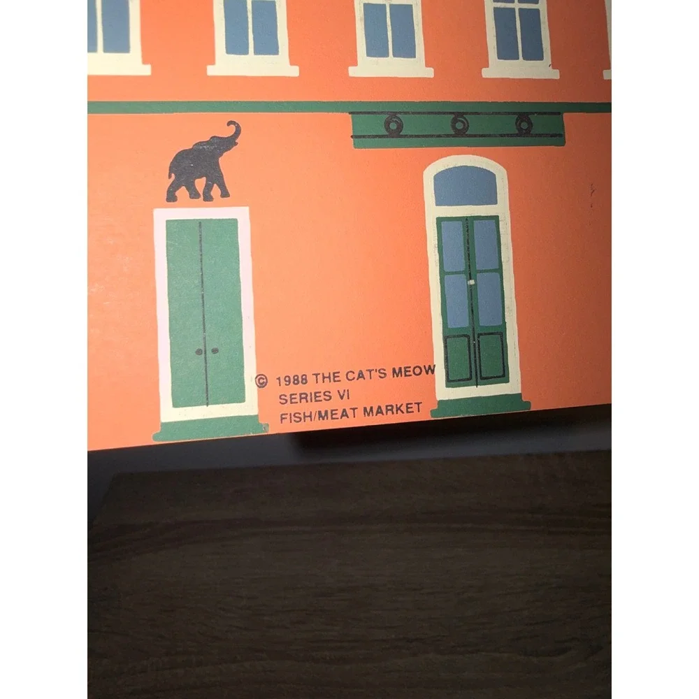 Vintage 1988 Cat's Meow Village Series VI Fish Meat Market Political Decor